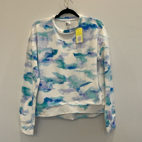 NWT All In Motion Women’s Teal Tie Dye Crewneck Pullover Sweatshirt Size SMALL - Picture 1 of 8